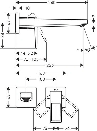 Смеситель для раковины из стены Hansgrohe Metropol хром 74526000