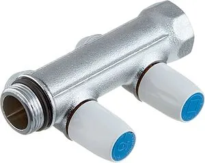 Коллектор регулирующий проходной 2 отвода ¾"в/н x ¾"ек Tiemme MAXIMA 1860026 Коллектор регулирующий проходной 2 отвода ¾"в/н x ¾"ек Tiemme MAXIMA 1860026, 2