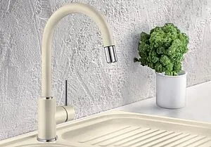 Смеситель для кухни с выдвижным изливом Blanco Mida-S Silgranit жасмин/хром 521458 Смеситель для кухни с выдвижным изливом Blanco Mida-S Silgranit жасмин/хром 521458, 4