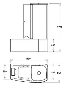 Ванна акриловая с гидромассажем Gemy 170x85 R G8040 B R Ванна акриловая с гидромассажем Gemy 170x85 R G8040 B R, 2