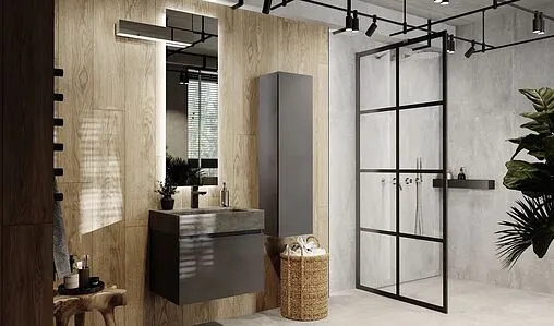 Тумба-умывальник подвесная Raval Facet 60 антрацит Fac.01.60/P/A/RL+Fac.08.60/Bet/RL