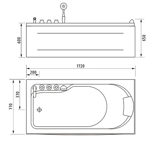 Ванна акриловая Gemy 172x77 L G9006-1.7 B L