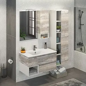 Тумба-умывальник подвесная Comforty Турин 90 дуб бежевый/белый 00004136271CF Тумба-умывальник подвесная Comforty Турин 90 дуб бежевый/белый 00004136271CF, 3