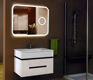 Зеркало с подсветкой Continent Bliss Led 100 с линзой, с часами, с подогревом белый ЗЛП262, 2