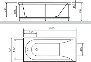 Ванна акриловая Am.Pm Spirit 150x70, 3
