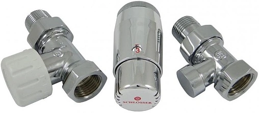Комплект вентилей терморегулирующих прямых ½&quot; в/н Schlosser Standard Mini хром 602200061