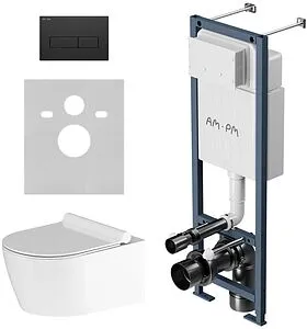 Комплект 6 в 1 Am.Pm Jupiter IS110338.DX77C1700 с кнопкой черный матовый Комплект 6 в 1 Am.Pm Jupiter IS110338.DX77C1700 с кнопкой черный матовый, 1