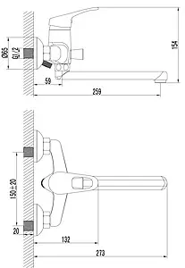 Смеситель для ванны Lemark Omega хром LM3110C Смеситель для ванны Lemark Omega хром LM3110C, 2
