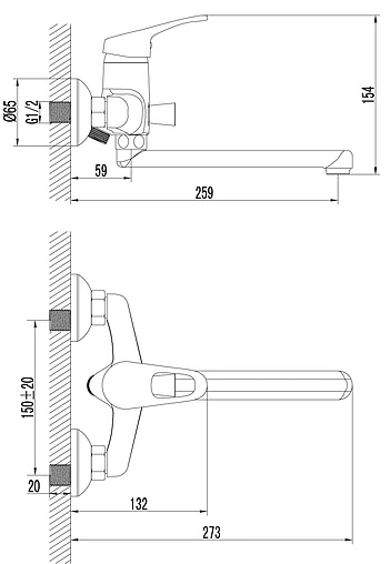 Смеситель для ванны Lemark Omega хром LM3110C