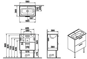Тумба-умывальник напольная VitrA Mia 60 белый 66106 Тумба-умывальник напольная VitrA Mia 60 белый 66106, 2