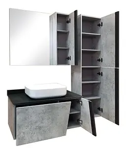 Тумба-умывальник подвесная Comforty Эдинбург 90 бетон светлый/чёрный 00004147997CF, 5