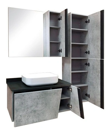 Тумба-умывальник подвесная Comforty Эдинбург 90 бетон светлый/чёрный 00004147997CF