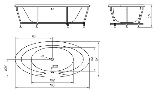 Ванна акриловая отдельностоящая BellRado Катрин 185x90 BR7011014-00