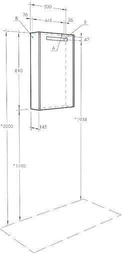 Шкаф-зеркало Aquaton Верди PRO 50 L белый/ясень фабрик 1A195802VDAV0