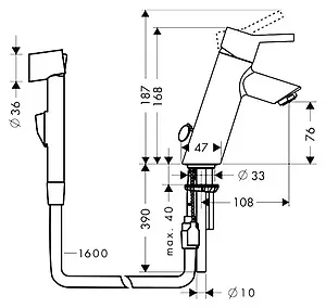 Смеситель для раковины с гигиеническим душем Hansgrohe Talis S2 80 хром 32140000, 2
