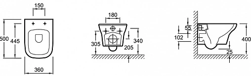 Комплект 5 в 1 Jacob Delafon Vox E21746RU-00 с кнопкой E4316-CP хром глянцевый