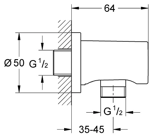 Шланговое подключение Grohe Rainshower хром 27076000