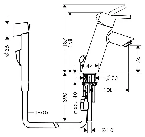 Смеситель для раковины с гигиеническим душем Hansgrohe Talis S2 80 хром 32140000