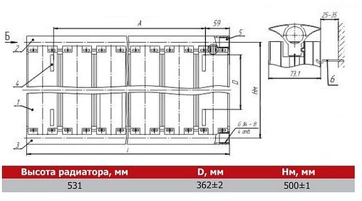 Радиатор алюминиевый 10 секций Термал РАППТ-500-10 Радиатор алюминиевый 10 секций Термал РАППТ-500-10