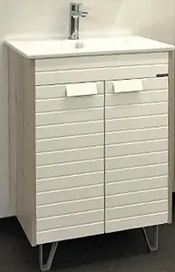 Тумба-умывальник напольная Comforty Клеон 60Н белый/дуб дымчатый 00-00003149CF Тумба-умывальник напольная Comforty Клеон 60Н белый/дуб дымчатый 00-00003149CF, 1