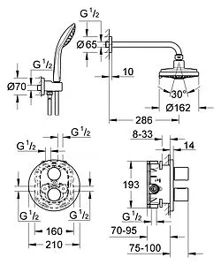 Душевая система с термостатом для душа Grohe Grohtherm 3000 Cosmopolitan хром 34399000 Душевая система с термостатом для душа Grohe Grohtherm 3000 Cosmopolitan хром 34399000, 2