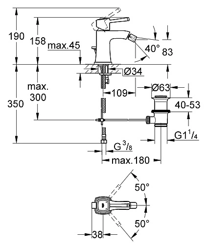 Смеситель для биде Grohe Grandera хром 23315000 Смеситель для биде Grohe Grandera хром 23315000