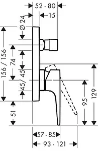 Смеситель для ванны скрытого монтажа со встроенной защитной комбинацией Hansgrohe Metropol белый матовый 32546700, 2
