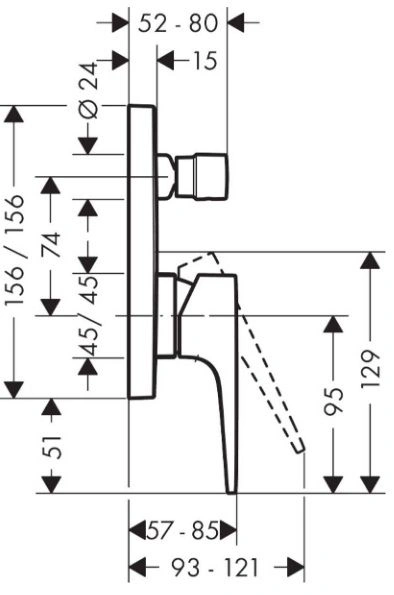 Смеситель для ванны скрытого монтажа со встроенной защитной комбинацией Hansgrohe Metropol белый матовый 32546700