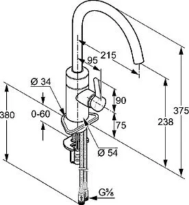 Смеситель для кухни Kludi E-go хром 422000575 Смеситель для кухни Kludi E-go хром 422000575, 2
