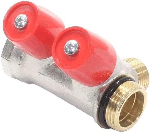 Коллектор регулирующий проходной 2 отвода красный ¾"в/н x ½"н General Fittings 6200E7N0504R2A