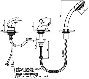 Смеситель на борт ванны на 3 отверстия Rav Slezak Kongo хром K070.5S Смеситель на борт ванны на 3 отверстия Rav Slezak Kongo хром K070.5S, 2