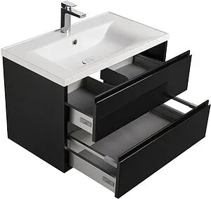 Тумба-умывальник подвесная Aquaton Римини 80 чёрный глянец 1A226701RN950+ Тумба-умывальник подвесная Aquaton Римини 80 чёрный глянец 1A226701RN950+, 4