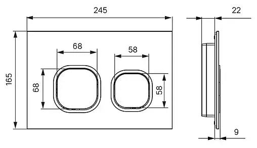 Клавиша смыва для унитаза IDDIS Unifix UNI04BCi77 кнопки/хром, рамка/черный матовый