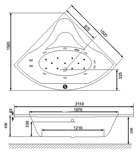 Ванна акриловая Excellent Glamour 150x150 WAEX.GLA15WH
