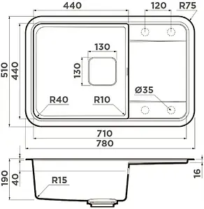Мойка кухонная Omoikiri Tasogare 78-GR leningrad grey 4993748 Мойка кухонная Omoikiri Tasogare 78-GR leningrad grey 4993748, 2