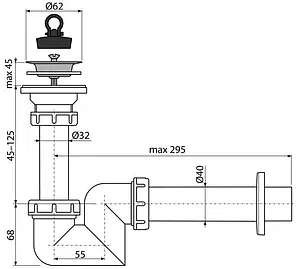 Сифон трубный для раковины AlcaPlast белый A412-DN40 Сифон трубный для раковины AlcaPlast белый A412-DN40, 2