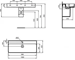 Раковина Ideal Standard Strada II 100 белый T300201 Раковина Ideal Standard Strada II 100 белый T300201, 2