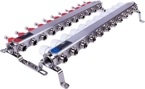 Группа коллекторная с расходомерами 11 отводов 1&quot;в/в x ¾&quot;ек FDV S1101A-1/11