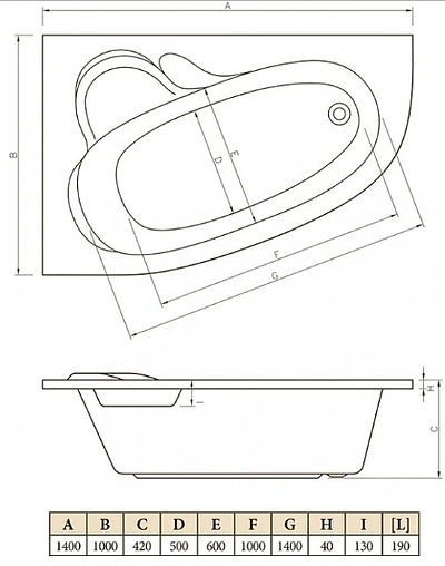 Ванна акриловая C-bath Atlant 140x100 L CBA00101L