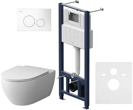 Комплект 6 в 1 Am.Pm Awe FlashClean IS49001.111700 с кнопкой белый глянцевый