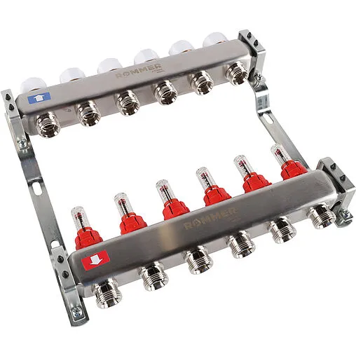 Группа коллекторная с расходомерами 6 отводов 1&quot;в/в x ¾&quot;ек Rommer RMS-1200-000006
