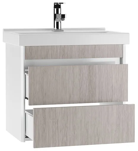 Тумба-умывальник подвесной Домино Uno 60 дуб серый/белый DU1505T+WB.FN/Fest/60-C/WHT.G/S1
