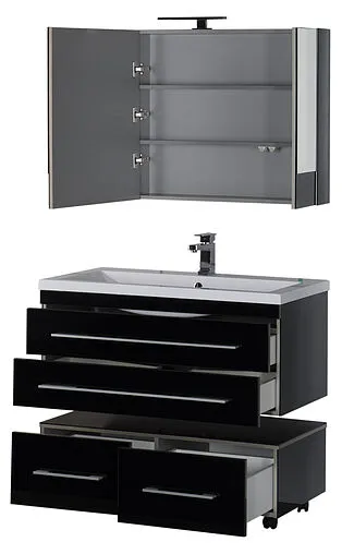 Шкаф-зеркало Aquanet Верона 100 чёрный 00175386