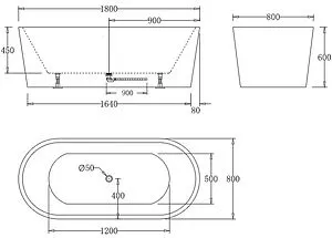 Ванна акриловая отдельностоящая BelBagno 180x80 без перелива  белый BB71-1800-W0 Ванна акриловая отдельностоящая BelBagno 180x80 без перелива  белый BB71-1800-W0, 2