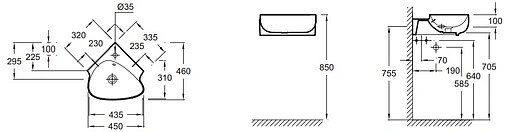 Раковина Jacob Delafon Nouvelle Vague 45 белый EGL112-00