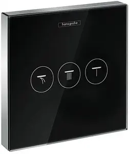 Вентиль переключающий на 3 потребителя Hansgrohe ShowerSelect Glass чёрный/хром 15736600, 1