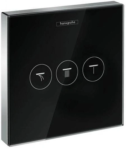 Вентиль переключающий на 3 потребителя Hansgrohe ShowerSelect Glass черный/хром 15736600