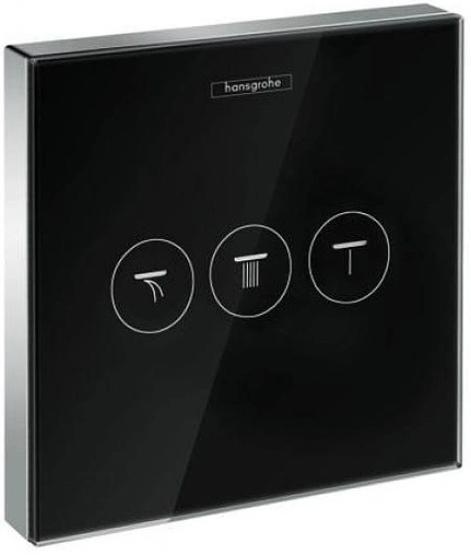 Вентиль переключающий на 3 потребителя Hansgrohe ShowerSelect Glass чёрный/хром 15736600