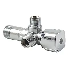 Кран шаровый угловой трехходовой ½"н x ⅜"н x ⅜"н хром Arco A-80 TWIN MAC CQ4102 Кран шаровый угловой трехходовой ½"н x ⅜"н x ⅜"н хром Arco A-80 TWIN MAC CQ4102