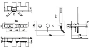 Смеситель для ванны скрытого монтажа Paffoni Rock хром RO001CR, 2